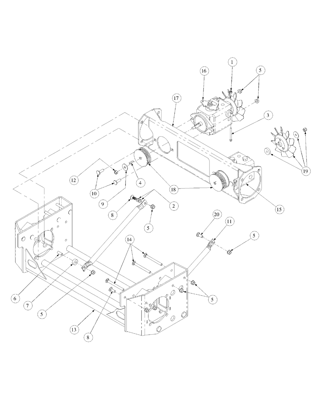 Hydro Pump Assembly Diagram and Parts List for M60-KW LC-53BB5GFX750-29HP-DFI-OHV-LC Cub Cadet Lawn Tractor